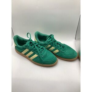 New Womens Adidas Breaknet Sleek Green Yellow Gum Leather Low Sneakers Size 7.5